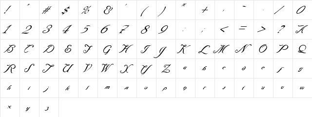 Baraquiel Regular  glyph index