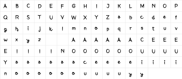 Wasyekpu Regular  glyph index