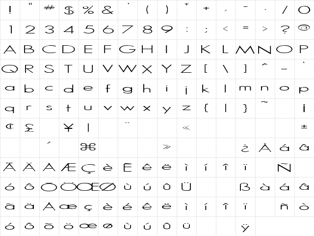 Loving 19 Regular  glyph index
