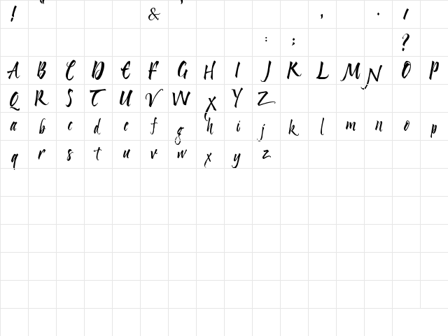 My Nerd Regular  glyph index