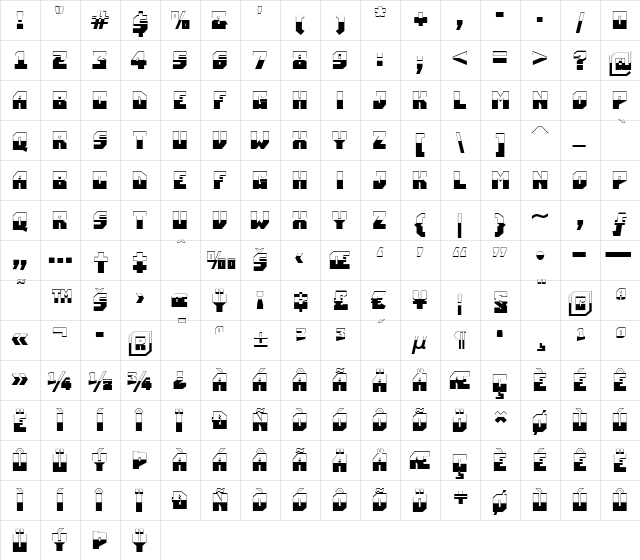 a_SimplerBUB&W Bold  glyph index