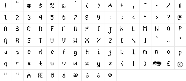LD Dot Matrix Regular  glyph index