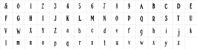 LHF Regular  glyph index