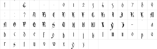 Glastonbury Regular  glyph index