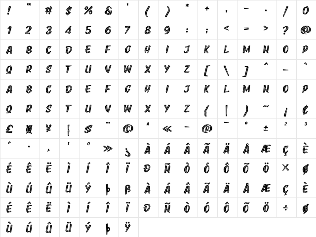 Leader Kids Regular  glyph index