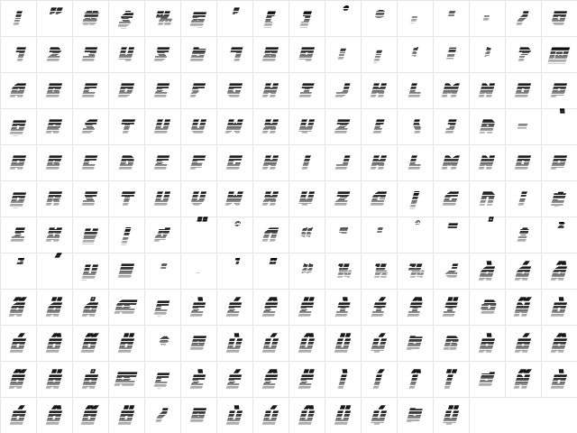 Dark Hornet Gradient 2 Italic Regular  glyph index