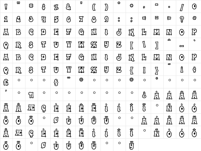 Haulnhouse Outline  glyph index