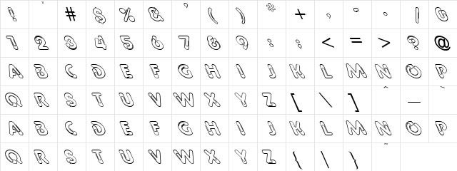 Paper Clips Bent to the Left Regular  glyph index