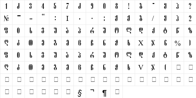 Pakizy Normal  glyph index