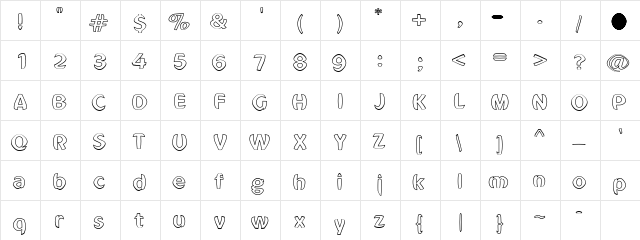 Dross06Hollow Regular  glyph index