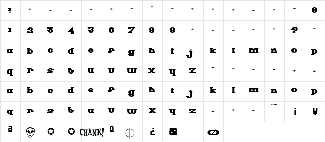 SenorPooglins Regular  glyph index