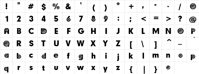 Britania Bite Regular  glyph index