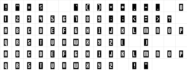 Dark Britton Regular  glyph index