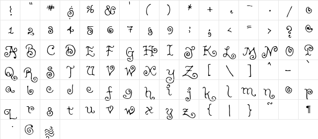 Teenage Girl 2 Regular  glyph index