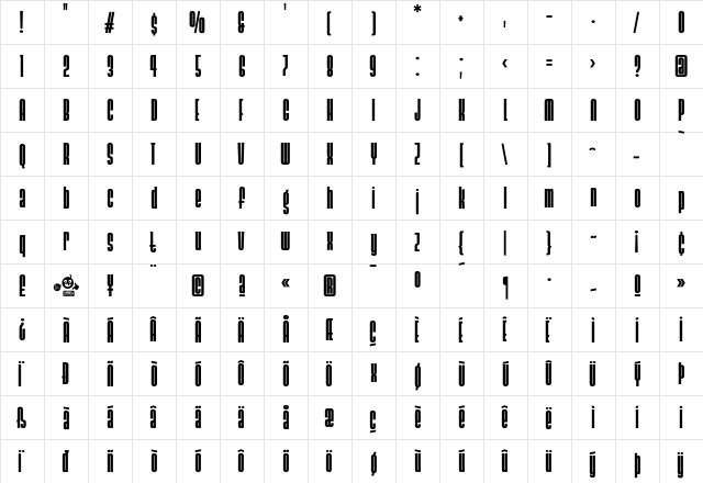 Ainsdale Bold  glyph index