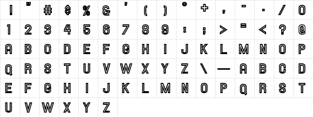 Hallandale Inline JL Regular  glyph index