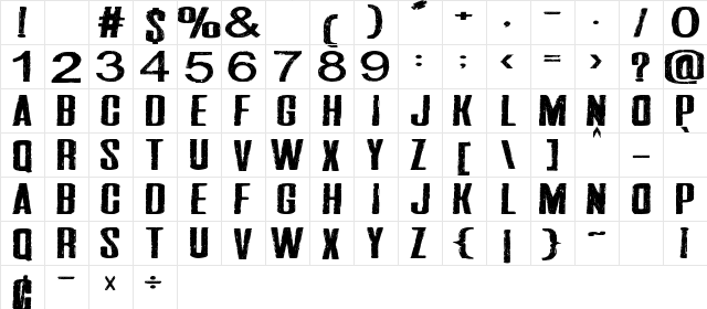 Darkness of the night Regular  glyph index