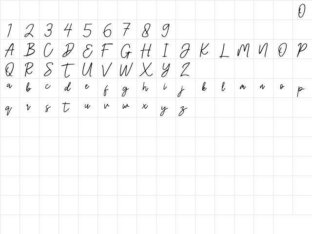 Hanster Regular  glyph index
