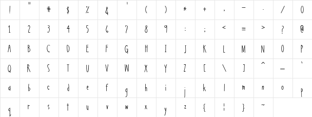CK Slender Regular  glyph index