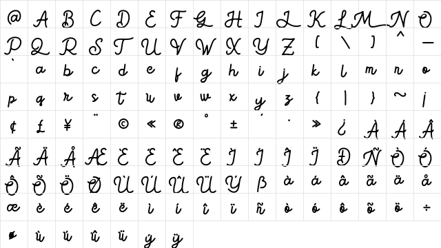 Gatelo Regular  glyph index
