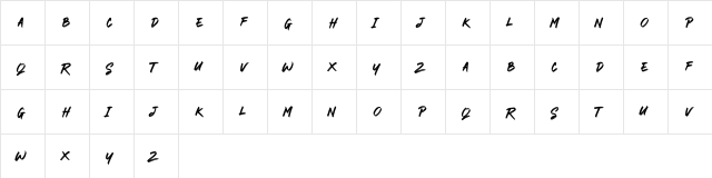RODAMAS Regular  glyph index