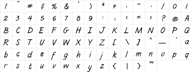 PC Candlewick Regular  glyph index