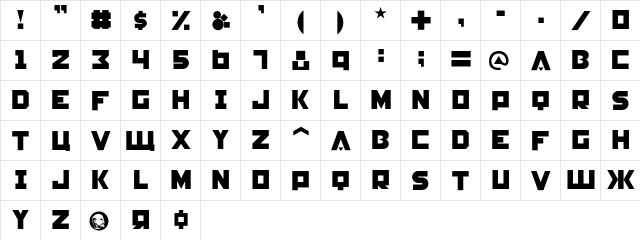 Constructivist Square  glyph index