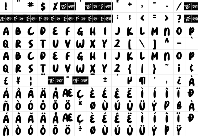 Bholu Bold Regular  glyph index