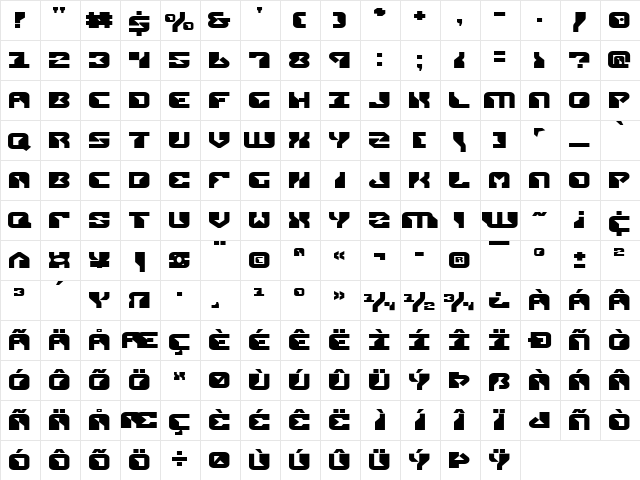 Replicant Expanded Expanded  glyph index