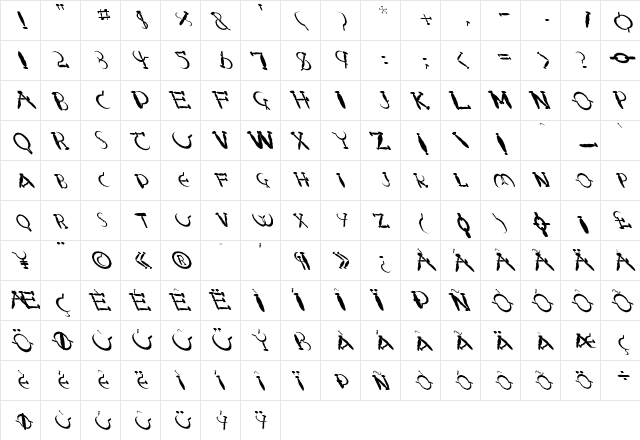 FZ UNIQUE 28 MANGLED LEFTY Normal  glyph index
