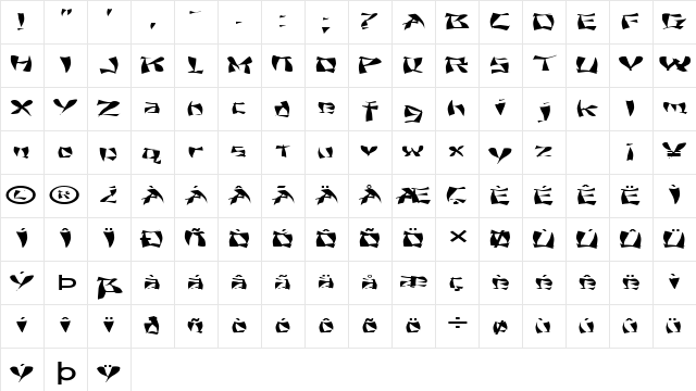 FZ WARPED 11 EX Normal  glyph index