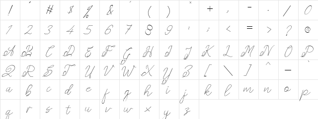 amplas Light  glyph index