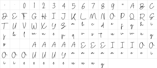 Callien Pooh Regular  glyph index