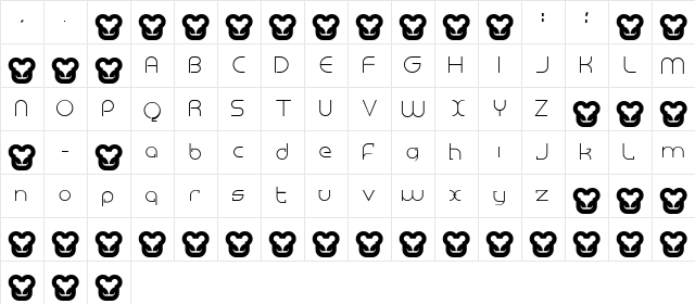 Megalomania Normal  glyph index
