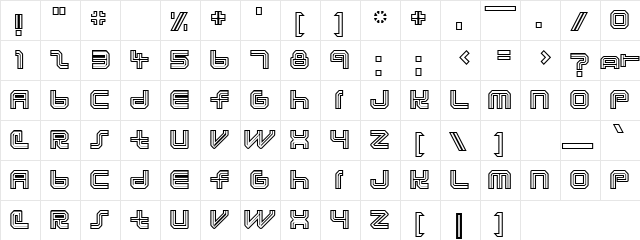 Oblique Regular  glyph index
