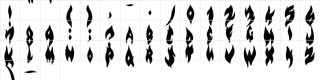 Flame on Black Regular  glyph index