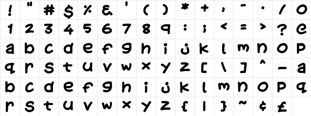 Kids Stuff Regular  glyph index