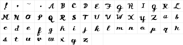 Asswipe Regular  glyph index