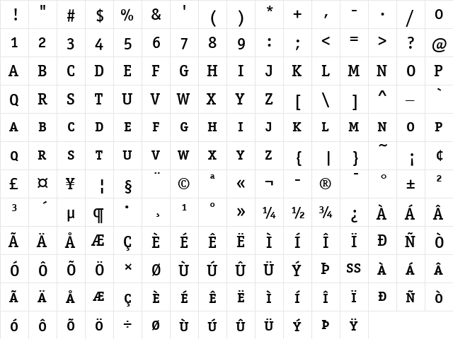 OfficinaSerITC Medium  glyph index