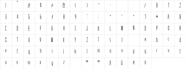 Linja Regular  glyph index
