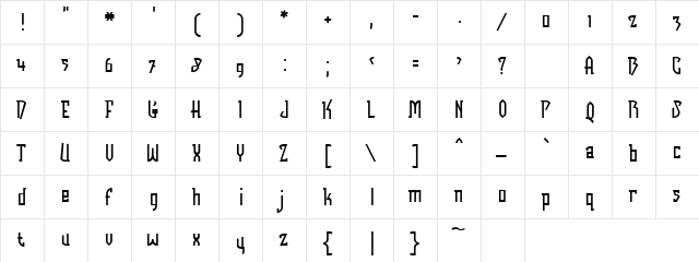FuturexBob Regular  glyph index
