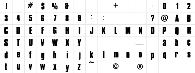 Chrispy Regular  glyph index