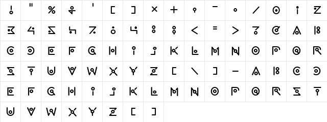 we are alien!! Regular  glyph index