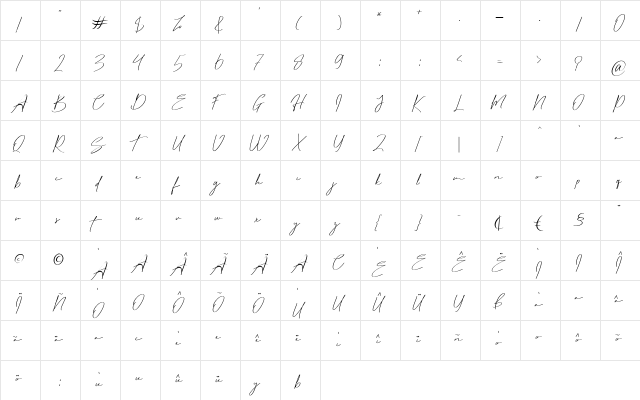 Matt Rostine Regular  glyph index