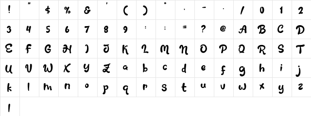 Fresh Mango Regular  glyph index