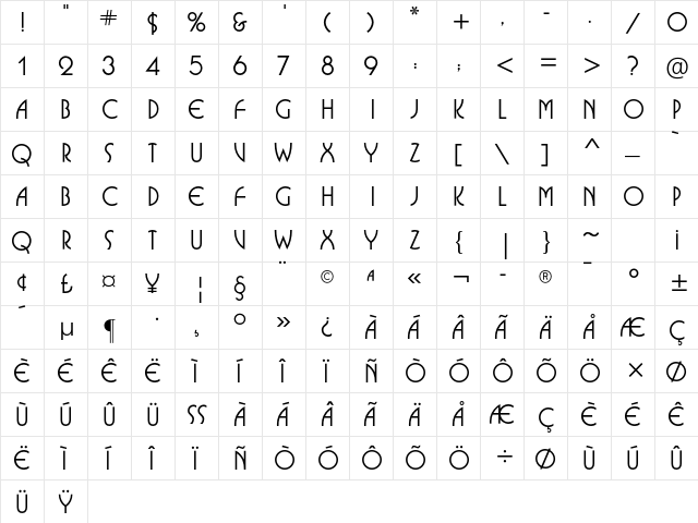 Busorama ITC Std Medium  glyph index
