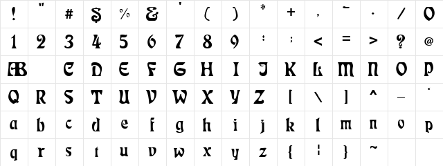 Base:Easter Regular  glyph index