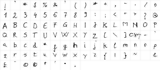 asdf Regular  glyph index
