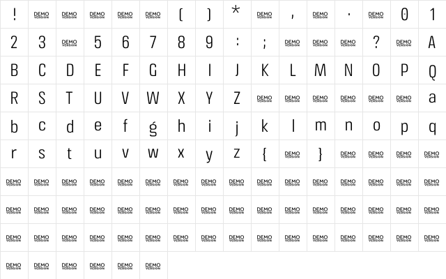 Crossfit Demo Light  glyph index