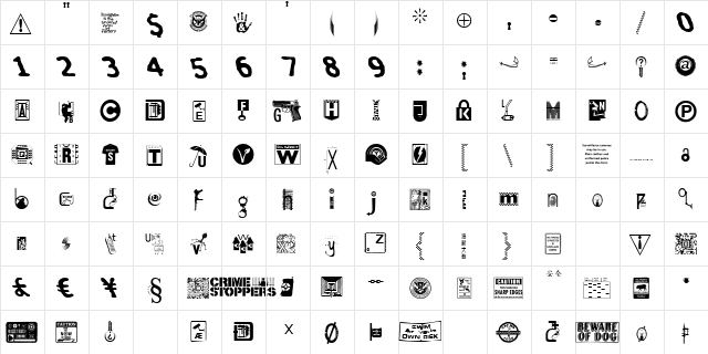 Insecurity Regular  glyph index
